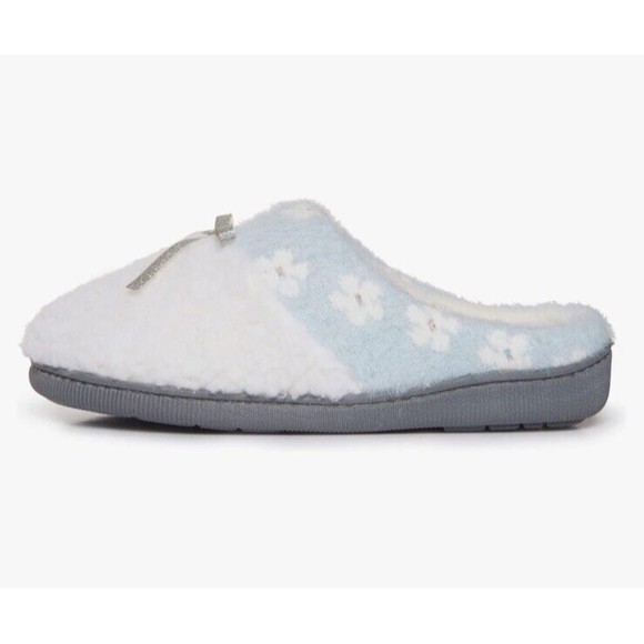 Lucky Brand Girls Floral Collar Bow Sherpa Clog Fuzzy Slippers, Sz Large 2-3 New - Picture 3 of 9